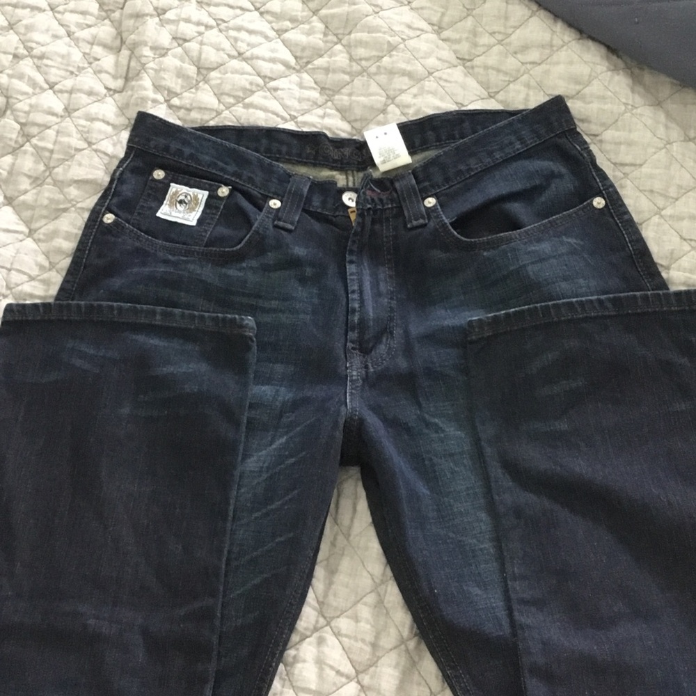 Cinch Dark Blue Denim Jeans with Contrast Pocket Lining